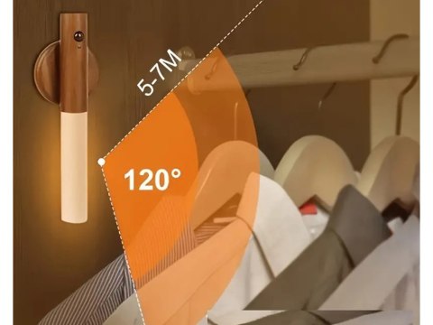 Nowoczesna lampka naścienna LED z czujnikiem ruchu i uchwytem na magnes