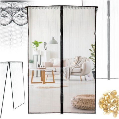 Nowoczesna moskitiera magnetyczna do drzwi 85x210 cm - czarna ochrona przed owadami