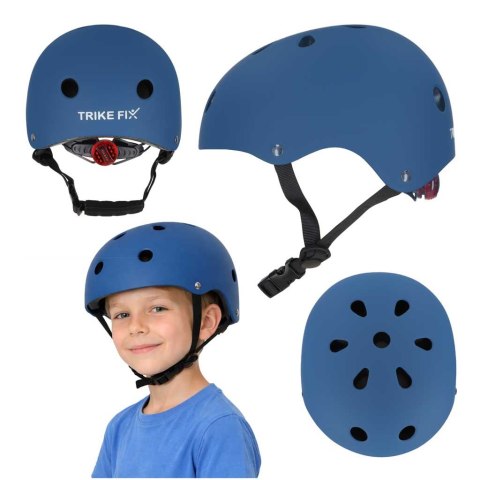 Kask rowerowy dla dzieci z diodą LED - granatowy, M 55-58 cm