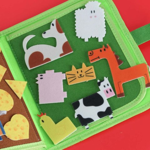 Kreatywna książeczka sensoryczna dla dzieci - Farme | Zabawka edukacyjna 3+ | Interaktywna książka filcowa pełna przygód | Zachw