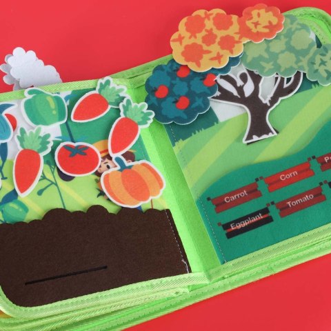 Kreatywna książeczka sensoryczna dla dzieci - Farme | Zabawka edukacyjna 3+ | Interaktywna książka filcowa pełna przygód | Zachw