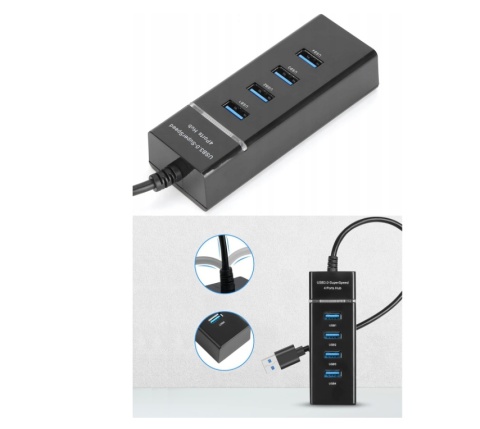 Nowoczesny rozgałęźnik USB 3.0 - 4 porty, idealny do pracy i zabawy