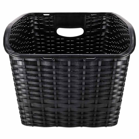 Stylowy rattanowy koszyk rowerowy z odblaskiem na bagażnik tylny