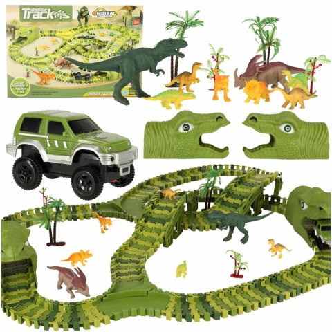 Nowoczesny tor wyścigowy z dinozaurami - 240 elementów zabawy w jakości XXL!