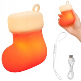 Nowoczesna lampka LED w kształcie świątecznej skarpety
