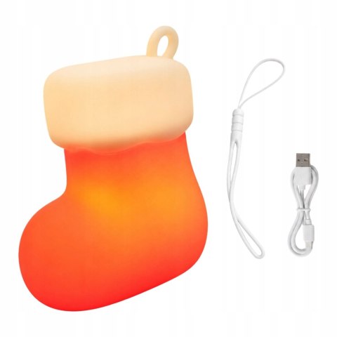 Nowoczesna lampka LED w kształcie świątecznej skarpety