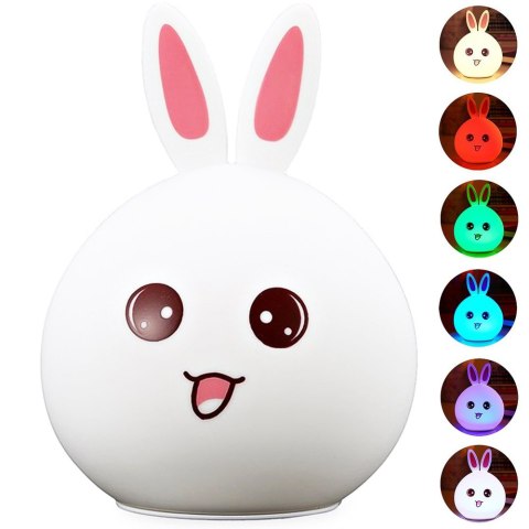 Lampa nocna LED w kształcie królika z dotykowym włącznikiem RGB