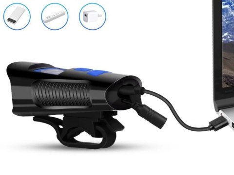 Nowoczesna lampka rowerowa LED 3w1 z licznikem i klaksonem