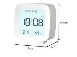Nowoczesny zegar budzik LCD z pomiarem temperatury i wilgotności