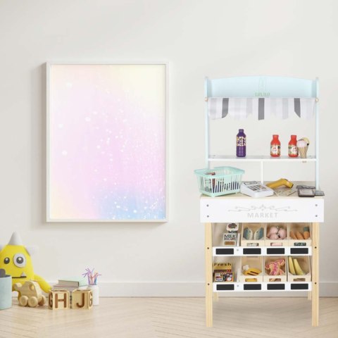  Fantastyczny drewniany market dla dzieci z interaktywną kasą i akcesoriami