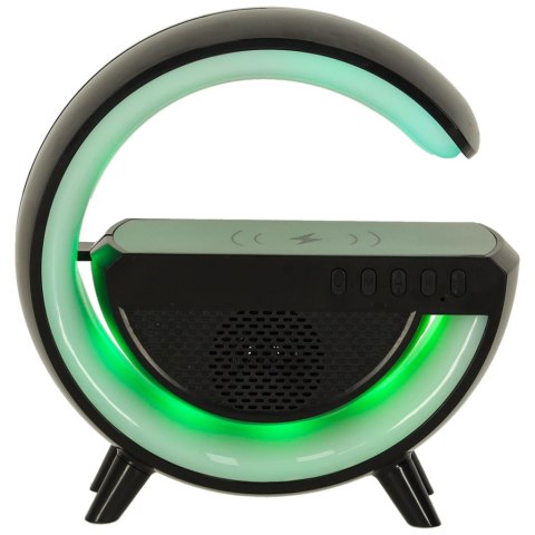 
Lampka LED RGB z głośnikiem i ładowarką indukcyjną - czarna elegancja w nowoczesnym stylu