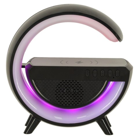 
Lampka LED RGB z głośnikiem i ładowarką indukcyjną - czarna elegancja w nowoczesnym stylu