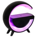 
Lampka LED RGB z głośnikiem i ładowarką indukcyjną - czarna elegancja w nowoczesnym stylu