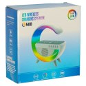 
Lampka LED RGB z głośnikiem i ładowarką indukcyjną - czarna elegancja w nowoczesnym stylu