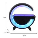 
Lampka LED RGB z głośnikiem i ładowarką indukcyjną - czarna elegancja w nowoczesnym stylu