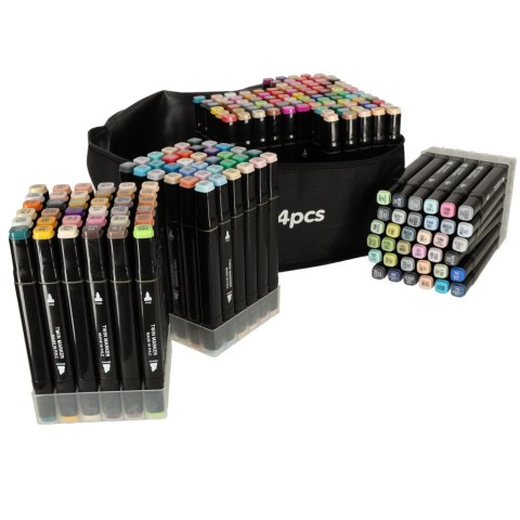 Nowoczesne markery alkoholowe w etui z 204 kolorami dla kreatywnych