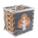 Nowoczesna mata edukacyjna dla dzieci - brązowa piankowa mata puzzle 143 x 143 cm z 36 elementami edukacyjnymi.