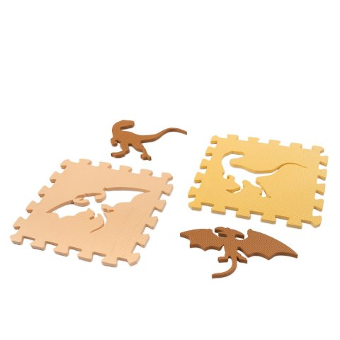 Nowoczesna mata edukacyjna dla dzieci - brązowa piankowa mata puzzle 143 x 143 cm z 36 elementami edukacyjnymi.