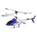 Nowoczesny helikopter zdalnie sterowany w kolorze niebieskim, stworzony z myślą o pasjonatach lotnictwa i zabawy.