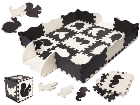 Mata edukacyjna soft play dla dzieci 114 x 114 cm, czarna