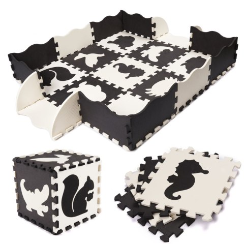 Mata edukacyjna soft play dla dzieci 114 x 114 cm, czarna