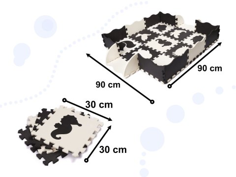 Mata edukacyjna soft play dla dzieci 114 x 114 cm, czarna