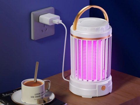 Nowoczesna lampa owadobójcza z funkcją UV LED i akumulatorowym zasilaniem