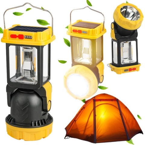 Lampa solarna kempingowa LED z uchwytem, idealna na biwak