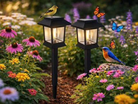 Lampa solarna do ogrodu - zestaw 2 sztuki z czujnikiem zmierzchu