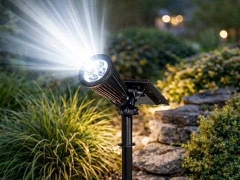 Nowoczesna lampa solarna do ogrodu z czujnikiem zmierzchu i regulacją kąta świecenia