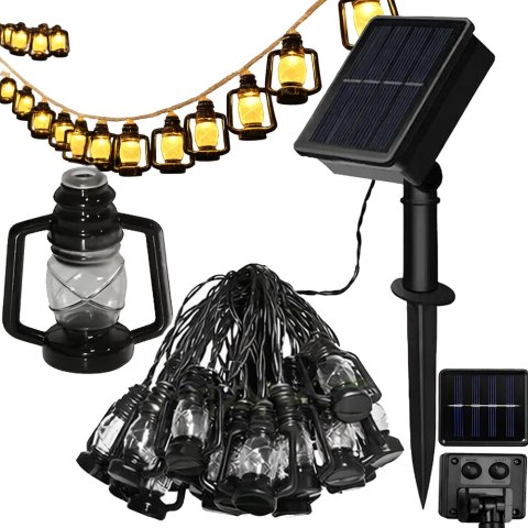 LAMPKI SOLARNE LED - DEKORACYJNA GIRLANDA Z LAMPIONAMI DO OGRODU I TARASU