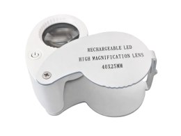 Nowoczesna lupa jubilerska z oświetleniem LED 40x powiększenie
