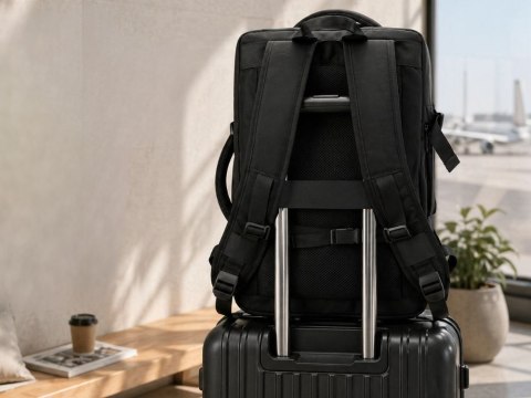 Nowoczesny plecak podróżny z kompresją próżniową i ładowaniem USB