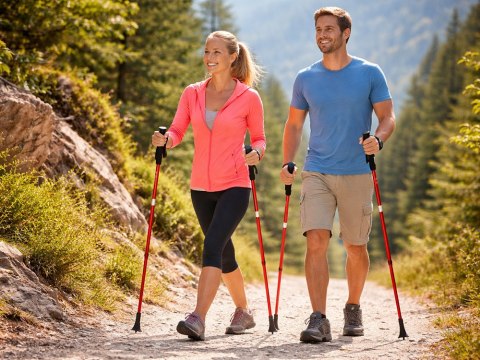 Nowoczesne kijki trekkingowe do nordic walking z pokrowcem