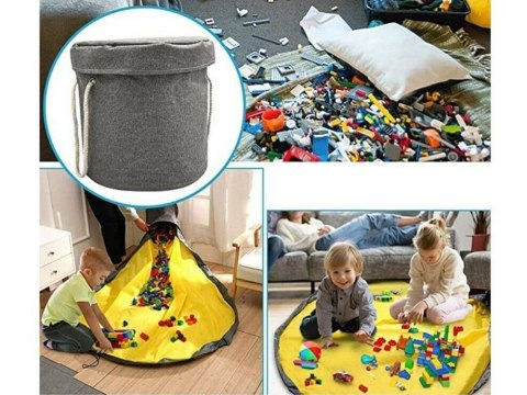 Nowoczesny i funkcjonalny kosz z matą do zabawy dla dzieci