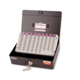 Do szuflady kasetka HANS 25x18x6cm klucz stalowa grafit monetnica  