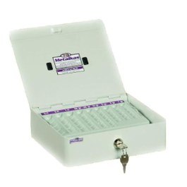 Szufladowa kasetka JOSEF 25x21x7cm klucz stalowa biała  