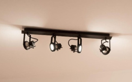 Lampa plafon TECHNIK BLACK 4 67cm GU10 czarny metal  