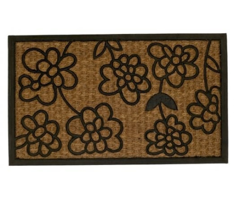 Wycieraczka SARA 75x45 cm kokosowa beżowa kwiaty  