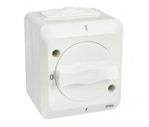Przełącznik obrotowy IP54 zewnętrzny biały 2 bieguny 16A 250V   