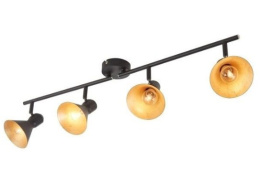 Lampa plafon BRELL 4x czarny złoto włacznik regulowany