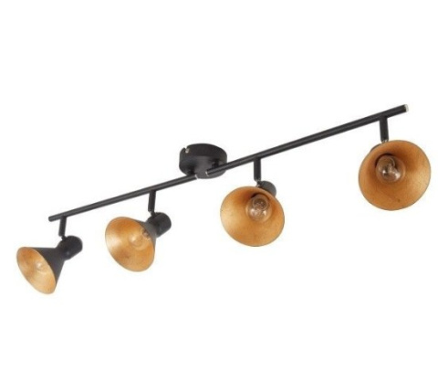 Lampa plafon BRELL 4x czarny złoto włacznik regulowany