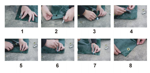 Oczka 25szt plandek średnica 10 mm klinem zaciskowym  