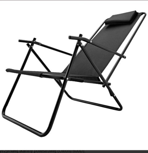 Leżak krzesło plażowe BLACK czarny dwupoziomowe stalowe