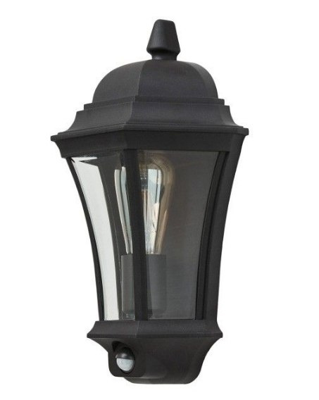 Kinkiet lampa czujka Klasyczna czarna 40cm IP44 metal 60W
