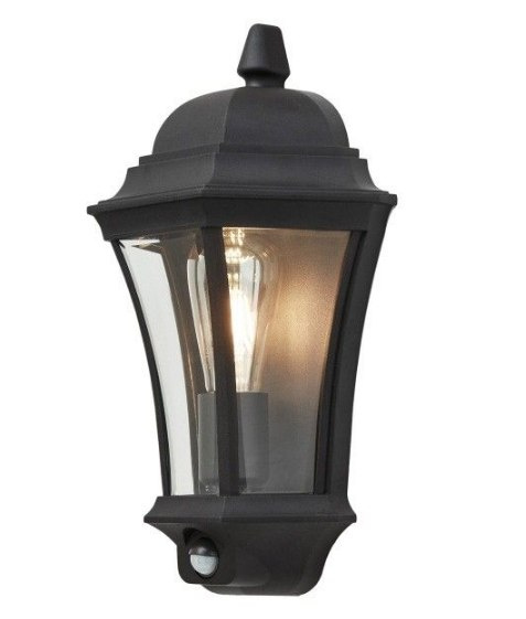 Kinkiet lampa czujka Klasyczna czarna 40cm IP44 metal 60W