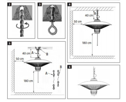 Promiennik tarasowy 750/1500 W wył sznurkowy wiszący