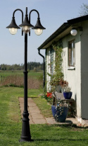 LATARNIA OGRODOWA CZARNA IP44 230cm dolne kule aluminiowa lampa