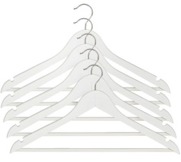 Wieszaki ubranie 5 szt zestaw drewno białe  