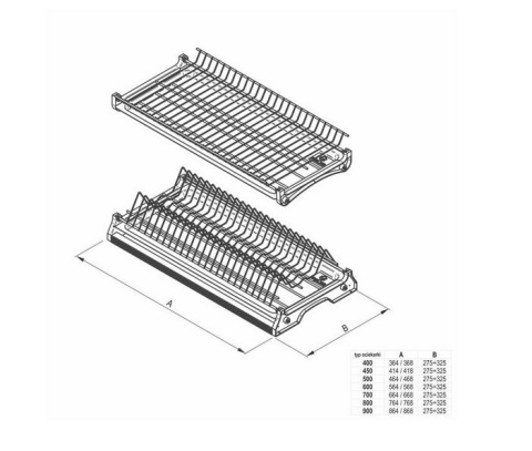 Suszarka naczyń szafkowa 9x56x29 elem mocujące